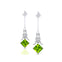 Inverted Princess Cut Peridot Drop Earrings with Diamonds - GeumJewels
