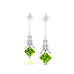 Inverted Princess Cut Peridot Drop Earrings with Diamonds - GeumJewels
