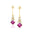 Inverted Princess Cut Pink Sapphire Drop Earrings with Diamonds - GeumJewels