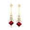 Inverted Princess Cut Ruby Drop Earrings with Diamonds - GeumJewels