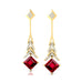 Inverted Princess Cut Ruby Drop Earrings with Diamonds - GeumJewels