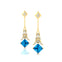 Inverted Princess Cut Swiss Blue Topaz Drop Earrings with Diamonds - GeumJewels