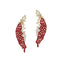 Nature Inspired Feather Shaped Cocktail Ruby Earrings with Diamond Accents - GeumJewels