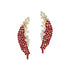 Nature Inspired Feather Shaped Cocktail Ruby Earrings with Diamond Accents - GeumJewels