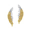 Nature Inspired Feather Shaped Cocktail Yellow Sapphire Earrings with Diamond Accents - GeumJewels