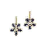 Pear Shaped Alexandrite Flower Diamond Leverback Earrings - GeumJewels