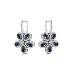 Pear Shaped Alexandrite Flower Diamond Leverback Earrings - GeumJewels