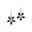 Pear Shaped Blue Sapphire Flower Diamond Leverback Earrings - GeumJewels