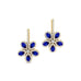 Pear Shaped Blue Sapphire Flower Diamond Leverback Earrings - GeumJewels