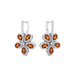 Pear Shaped Citrine Flower Diamond Leverback Earrings - GeumJewels