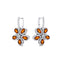 Pear Shaped Citrine Flower Diamond Leverback Earrings - GeumJewels