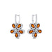 Pear Shaped Citrine Flower Diamond Leverback Earrings - GeumJewels
