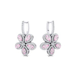 Pear Shaped Morganite Flower Diamond Leverback Earrings - GeumJewels
