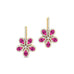 Pear Shaped Pink Sapphire Flower Diamond Leverback Earrings - GeumJewels