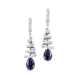 Spiral Diamond Pear Cut Alexandrite Dangle Earrings - GeumJewels