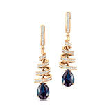 Spiral Diamond Pear Cut Alexandrite Dangle Earrings - GeumJewels