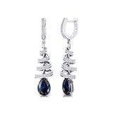 Spiral Diamond Pear Cut Alexandrite Dangle Earrings - GeumJewels