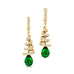 Spiral Diamond Pear Cut Emerald Dangle Earrings - GeumJewels