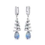 Spiral Diamond Pear Cut Moonstone Dangle Earrings - GeumJewels