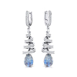 Spiral Diamond Pear Cut Moonstone Dangle Earrings - GeumJewels