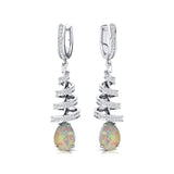 Spiral Diamond Pear Cut Opal Dangle Earrings - GeumJewels