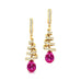 Spiral Diamond Pear Cut Pink Sapphire Dangle Earrings - GeumJewels