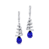 Spiral Diamond Pear Cut Tanzanite Dangle Earrings - GeumJewels