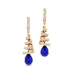 Spiral Diamond Pear Cut Tanzanite Dangle Earrings - GeumJewels
