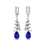 Spiral Diamond Pear Cut Tanzanite Dangle Earrings - GeumJewels