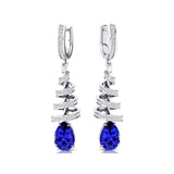 Spiral Diamond Pear Cut Tanzanite Dangle Earrings - GeumJewels