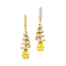 Spiral Diamond Pear Cut Yellow Sapphire Dangle Earrings - GeumJewels