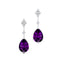 Teardrop Amethyst Drop Earrings with Accent Diamonds - GeumJewels
