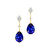 Teardrop Blue Sapphire Drop Earrings with Accent Diamonds - GeumJewels