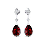 Teardrop Garnet Drop Earrings with Accent Diamonds - GeumJewels
