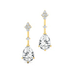 Teardrop Lab Diamond Drop Earrings with Accent Diamonds - GeumJewels