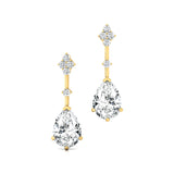 Teardrop Lab Diamond Drop Earrings with Accent Diamonds - GeumJewels