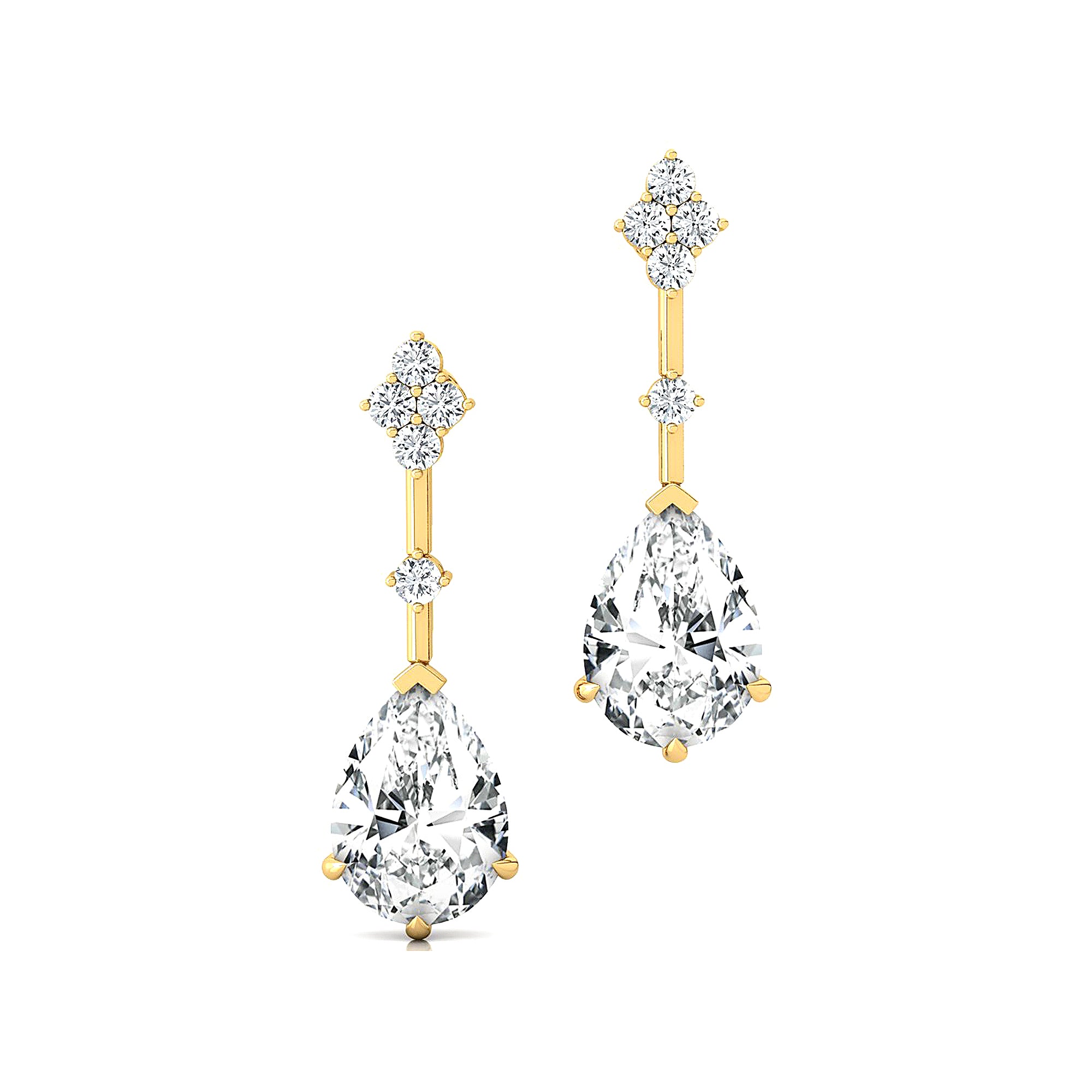 Teardrop Lab Diamond Drop Earrings with Accent Diamonds - GeumJewels
