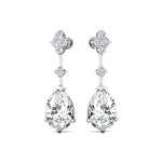 Teardrop Lab Diamond Drop Earrings with Accent Diamonds - GeumJewels