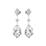 Teardrop Lab Diamond Drop Earrings with Accent Diamonds - GeumJewels