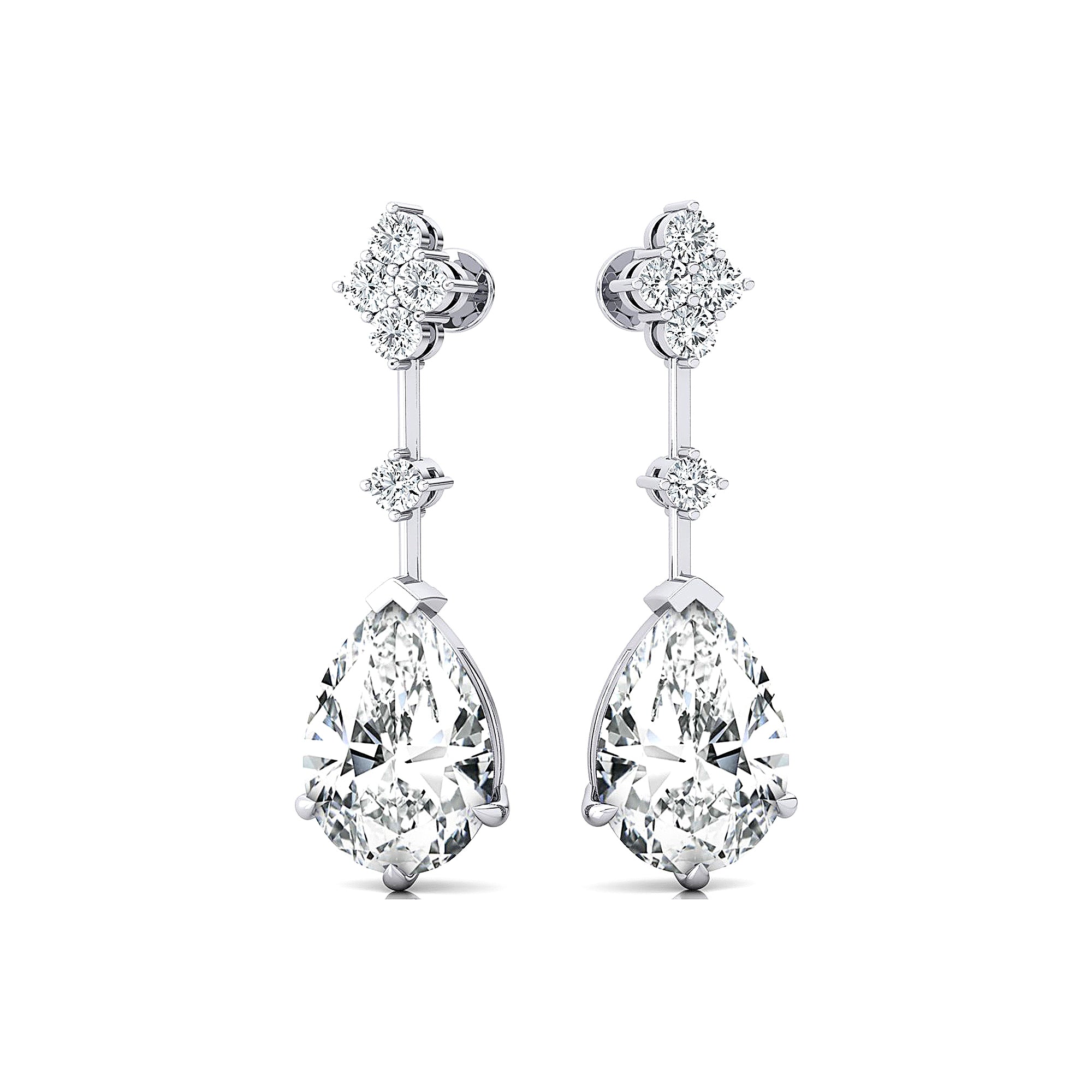 Teardrop Lab Diamond Drop Earrings with Accent Diamonds - GeumJewels