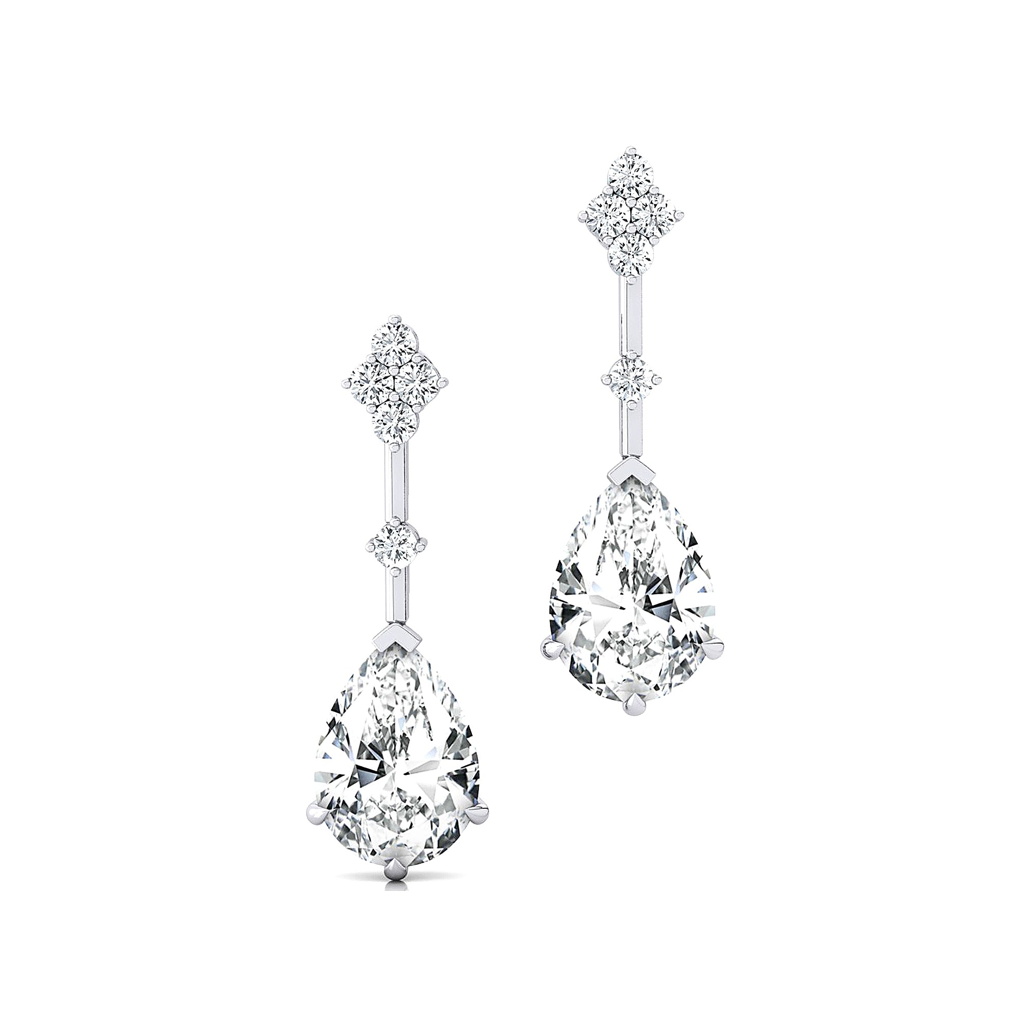 Teardrop Lab Diamond Drop Earrings with Accent Diamonds - GeumJewels