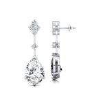 Teardrop Lab Diamond Drop Earrings with Accent Diamonds - GeumJewels