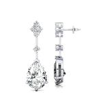 Teardrop Lab Diamond Drop Earrings with Accent Diamonds - GeumJewels