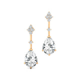 Teardrop Lab Diamond Drop Earrings with Accent Diamonds - GeumJewels