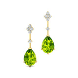 Teardrop Peridot Drop Earrings with Accent Diamonds - GeumJewels