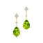 Teardrop Peridot Drop Earrings with Accent Diamonds - GeumJewels