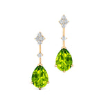 Teardrop Peridot Drop Earrings with Accent Diamonds - GeumJewels