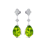 Teardrop Peridot Drop Earrings with Accent Diamonds - GeumJewels