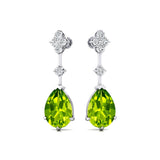 Teardrop Peridot Drop Earrings with Accent Diamonds - GeumJewels