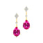 Teardrop Pink Sapphire Drop Earrings with Accent Diamonds - GeumJewels